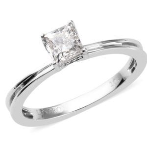 NEW 10K White Gold Diamond Solitaire Ring (Size 6.0)  0.50 ctw